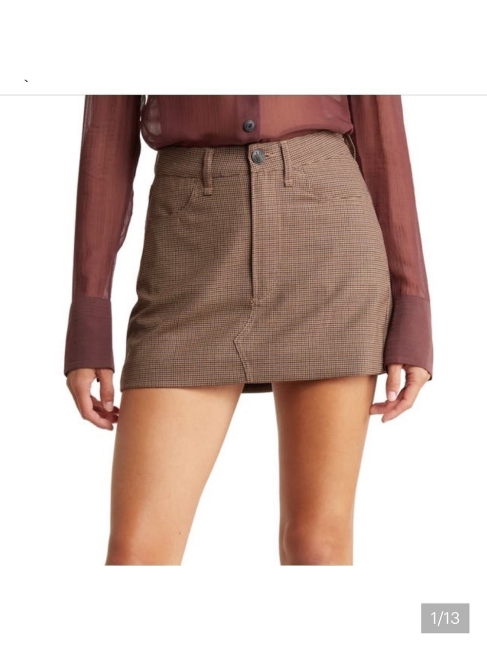 rag & bone Houndstooth Mini Skirt Brown & Black Size 8
